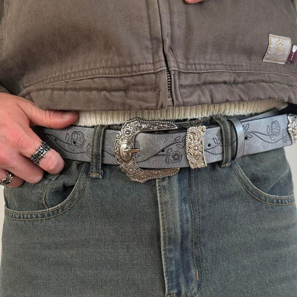 Y2k western grey floral cowboy - Picture 6 of 7